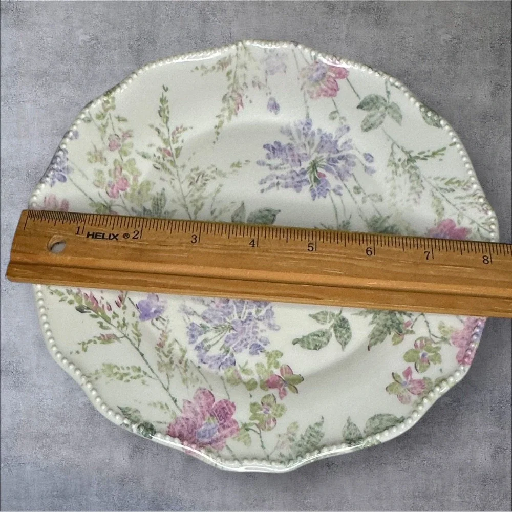 Set of 2 -HTF‎ April Cornell Melamine Plates PurplePink Floral Dinner Luncheon